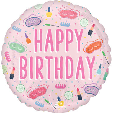 Foil Balloon - "HAPPY BIRTHDAY" - Spa Party - Pink - 45 cm